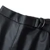 GCAROL nouvelles femmes noir PU cuir Mini jupe a-ligne métal boucle Sexy Faux cuir printemps été Multi Occasion jupe 210330