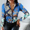 Vrouwen Blouses Shirts 18 Kleuren Groothandel Vrouwen Mode Shirt 2021 Lady Lange Mouw Blouse Turn-down Kraag Knop Ontwerp print Casual