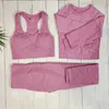 Women Sportswear Seamless Clothing Yoga Set Fitness Suits Workout Clothes for Outfit Long Sleeve Top Sets 210802