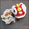 Dog Odzież Materiały Pet Home Ogród Miś Ubrania Rok Chiński Lew Dance Costume Płaszcz Zima Puppy Small Spring Festival Tang Suit Jacke
