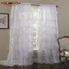 White Blinds Rod Curtain Tulle Multi-layered Lace Curtains for Bedroom Window Solid Color Blackout Curtain Home Use Cortinas 210913