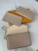 3 pieces/set pochette felicie chain bag High quality Brand handbag luxury designer shoulder bags wallet lady leather handbags with box