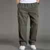 Pantalon d'été coton hommes cargo hommes joggeurs baggy tactique léger armée vert pantalon de travail lâche pantalon décontracté plus taille