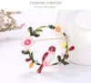 Pins, Brooches Jewelry Romantic Flower Garland Pins Charm Enamel 2 Color Birds Brooch Hijab Pin Clothing For Women Badge AL617