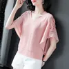 Mode Femme Blouses Été Chemisier En Mousseline De Soie Solide V-Cou Plus Taille Papillon Blanc Vêtements Blusas 9178 50 210521