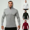 Heren Bodybuilding Hoodies Mannen Gym Slowed Lange Mouwen T-shirt Fitness Kleding Spier Slanke Solid Katoen Pullover Sweatshirt 210421