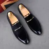 Luxury Fashion Autumn Shadow Patent Leather Groom Wedding Shoes Italian Style High Quality Slip on Oxford Dress Party Loafers H18
