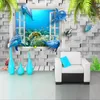 Custom Dolphin Underwater World 3D Stereoscopic Window Painting Living Room Children Bedroom TV Mural Waterproof