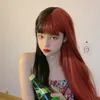 Perucas sintéticas Buqi 24inches peruca longa com franja gradiente preto azul cinza rosa verde cosplay cabelo para mulheres meninas diariamente falso