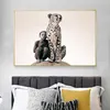 Leopardo e bambino Poster e stampe Ritratto di immagini di animali per la casa Wall Art per la decorazione del soggiorno SENZA CORNICE