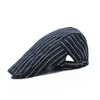 Beret Hat stripe grid Retro peaked cap Ear Muff men women advance hats Fashion Summer adjustable Berets Caps Unisex wmq1062