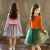 Vestido para niñas, suéter de invierno, vestido de manga larga para niños, vestido de retazos, ropa de fiesta para niñas, 6, 8, 10, 12, 13, 14 años G1218