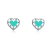 Kvinnors personliga örhängen, hjärtformade silverkantging emalj, boutique smycken, lyxigt och moderiktigt temperament
