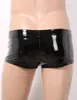 Homens Faux Leather Sexy Lingerie Underpants Bolge Bolge Penis Hole Boxer Shorts Low Cintura Calcinha Gay Erótica Látex Lear