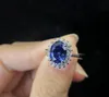 Prinsessan Diana William Kate Sapphire Emerald Ruby Gemstone Ringar För Kvinnor Bröllop Förlovning Smycken 925 Sterling Silver Ring