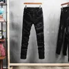 Américain Streetwear Mode Hommes Jeans Slim Fit Noir Élastique Coton Déchiré Denim Punk Pantalon Patchs Designer Hip Hop Pantalon