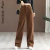 Pantalon en velours côtelé marron femmes Harajuku Cargo pantalon Y2K rétro pantalon printemps taille basse pantalon 90S Streetwear surdimensionné 3XL 211112