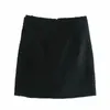 Elegant Women Woollen Skirts Fashion Office Ladies Button Mini skirt Sweet Female Sexy Side Slit Chic Girl 210427