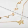 Elegance Pretty Butterfly Pendant Neckalce for Women Charming Multilayer Gold Chain Party Wedding Jewelry Gift
