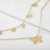 Elegance Pretty Butterfly Pendant Neckalce for Women Charming Multilayer Gold Chain Party Bröllop Smycken Gift