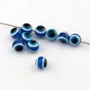 1000PCS Royal Blue Resin Kabbalah Evil Evee Ball Round Spacer Pärlor för smycken gör armband Halsband DIY Tillbehör D-109