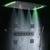 Mat zwarte douchekraan met LED -bedieningspaneel badkamer thermostatische waterval regenval met druk handheld douche