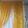 wedding decoration 3m H x3mW white curtain with gold ice silk sequin swag drape backdrop party and event decor202v