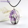 Moda Árvore artesanal de vida colar de flor resina cúpula vidro cabochão flor árvore pingente jóias para mulheres