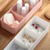 Simple Cosmetic Storage Box Three Grid Jewelry Dustproof Cotton Swab Desktop Finishing 210423