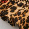 Dames Leopard Print Crop Puff Sleeve Chic Vrouw Sexy Slanke Shirt Tops 5Z224 210416