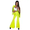 Green Women Coat Suits Lady Formal Party Prom Tuxedos Blazer Wide Pants Street Style Daily Outfit (Jacket+Pants)