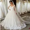 Abiti da sposa vintage in pizzo a maniche lunghe in tulle con applicazioni di linea ad A con lacci taglie forti 328 328