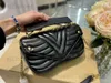 New Wave Chain Bag MM Deep-Black Noir Smooth Quilted Cowhide Leather Colorful Signature Sliding Chain Long And Short Shoulder Or Cross-Body Wear