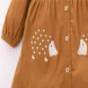 Mètres de saut européen américain bouton robe marque vêtements pour enfants automne coton velours côtelé filles à manches longues 210529