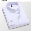 Camicia Oxford a maniche lunghe da uomo di nuova moda Tasca sul petto anteriore sinistra Slim Fit Colletto button-down Camicie da lavoro bianche sociali 210412