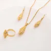 Fashion 18 k Yellow Gold Filled Pendant Necklace Earrings Rings Chain Shell Jewelry Women Seashell Choker Female
