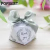 Forme de diamant européen Style de forêt verte Boîtes de bonbons Faveurs de mariage Papier Bomboniere Merci Boîte cadeau Boîte de chocolat 50pcs 211108