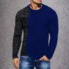 Ontwerp verkoop casual heren winter warm gebreide tops mode patchwork lange mouw O-hals trui voor mannen herfst eenvoudige jumpers str