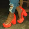 Night Club Party Platform Chunky Heel Sandals Summer Plus Size Shoes Transparent Gladiator