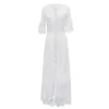 Seksowne bohemijskie sukienki Maxi dla kobiet koronki z długim rękawem V szyja boho huśtawka koktajlowa suknia imprezowa szata femme Q0707