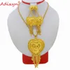 Adixyn Ciondolo cuore Dubai Set di gioielli Collana color oro Orecchini Set Lusso arabo africano Festa di nozze Regali MAMMA N12172 H1022