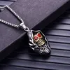 Skull Head Pendant Stainless Steel Jewelry Customized Personality Ghost Skeleton Men's Hip Hop Punk Necklace with Red Eye Stone