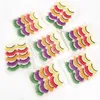 5 Pairs 3D Colored Faux Mink Eyelash Red Yellow Green Purple Colorful Fluffy High Volume Makeup Beauty Rainbow Lashes free DHL J016