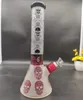 15 pollici 36CM Bong in vetro Blu Rosso Teschio Tabacco Pipa ad acqua Becher da fumo Bong Catcher cenere di ghiaccio Dab Oil Rigs 14mm Bowl Downstem