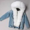 Maomaokong natural fur big collar Jacket jacket denim Loose fashion Removable lining Park leather coat women's cloth 211018