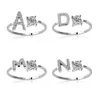 26 alfabet engelsk brevband ringar diamant guld silver justerbar ring för kvinnor tjejer grossist