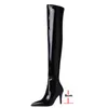ブーツMeotina Women Shoes Patent Cow Leather Thin Super High Heel Ladies Poinded Toe gizip black