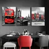 Britse stijl moderne canvas kunst muur foto's stad gebouwen bus telefooncel voor woonkamer home decor posters geen frame