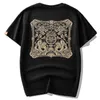 中国のドラゴン刺繍Tシャツの男性の街のファッションブランドデザイナーコットンハーフ半袖Tシャツ男性トップティーM-4XL 210527