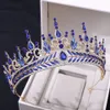 Bridal Tiara Headpiece 2022 Vintage Barock Pageant Crown Alloy Grön Diamant Emerald Fairy Crowns Huvudbonader Quinceanera Quince Lady Frisyr Persika Rose-Guld